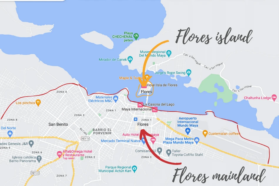 Map of Flores island and Flores mainland