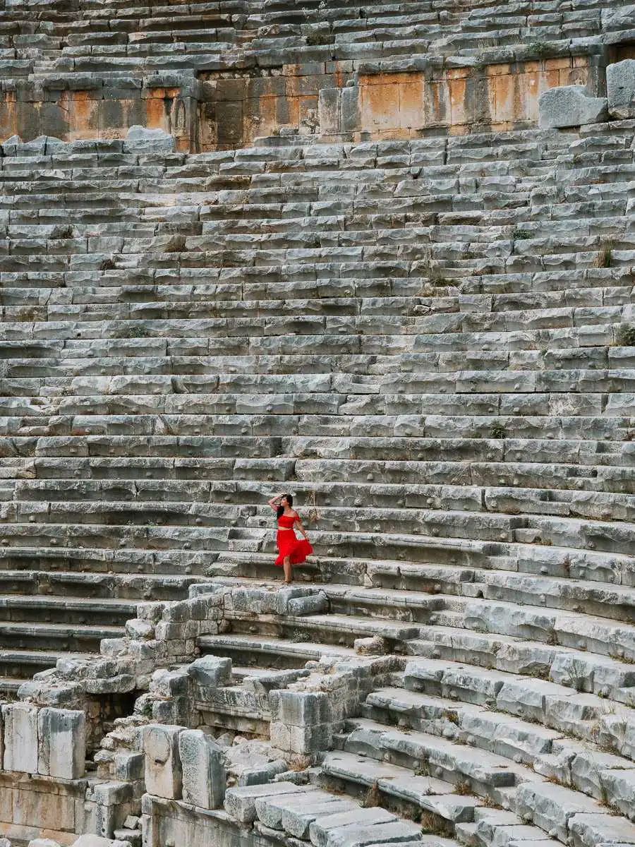 standing in the amphitheatre of Myra ruins