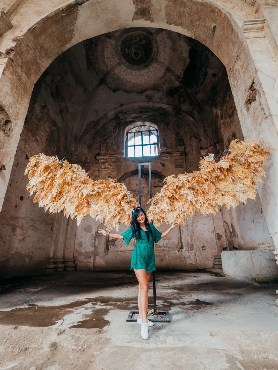 Angel wings in the church ruins of Antigua Guatemala