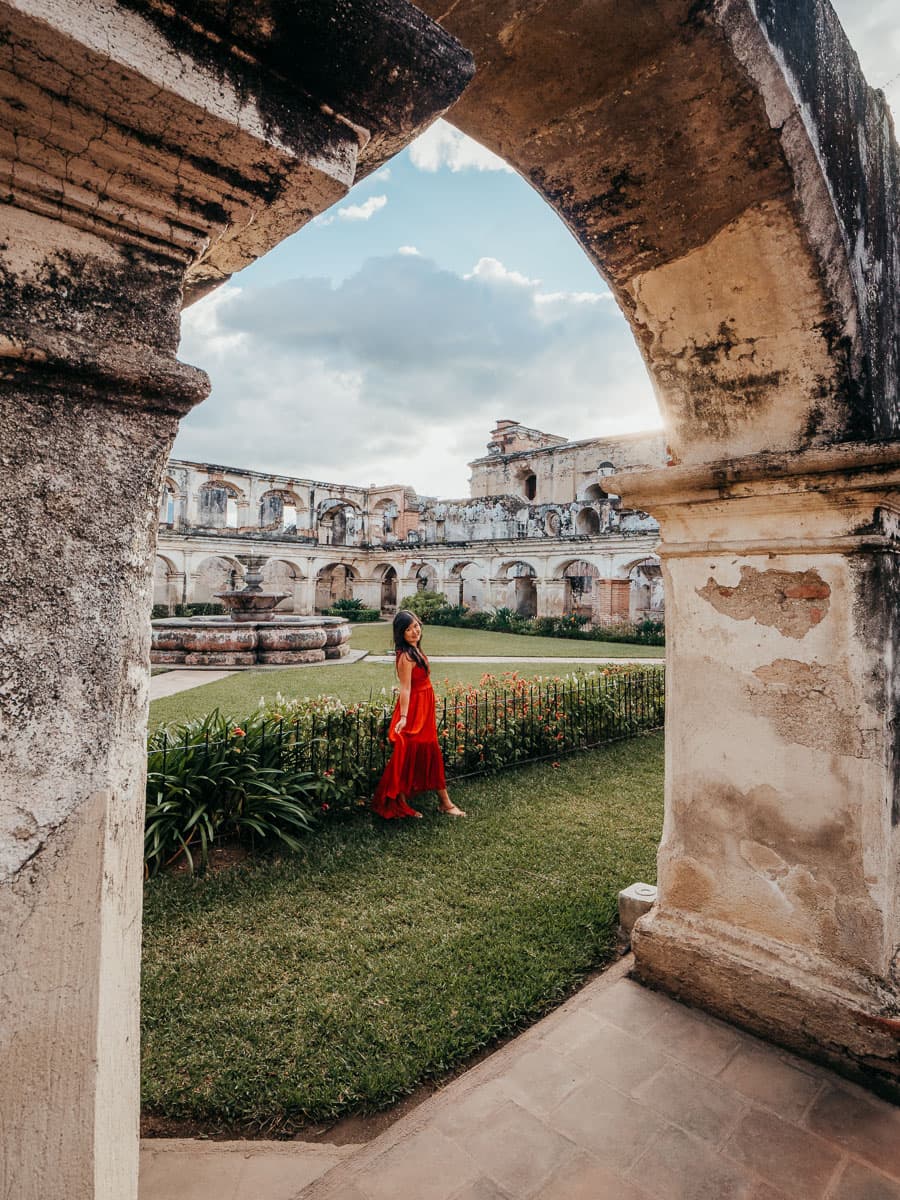 Standing in the santa catalina ruins in Antigua Guatemala