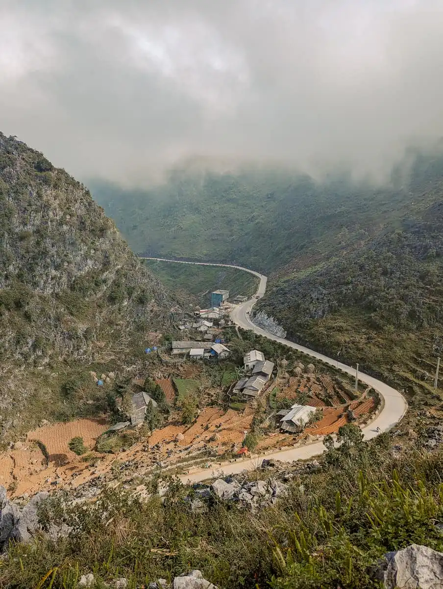 winding mountain road in Ha Giang loop