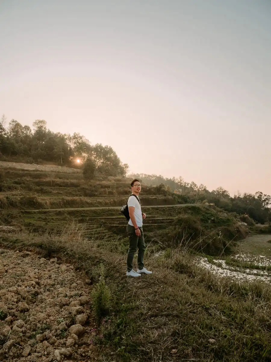Standing on the rice fields in Ha Giang loop
