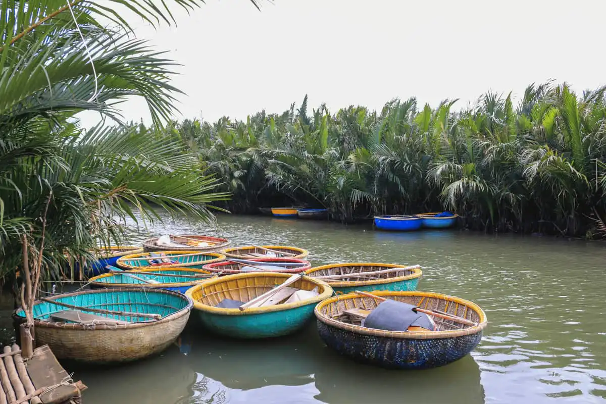 coconut boats in Hoi an