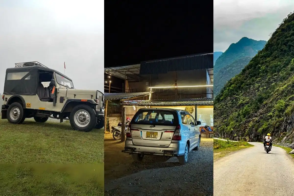 Options of going by car, jeep, or motorbike in Ha Giang loop