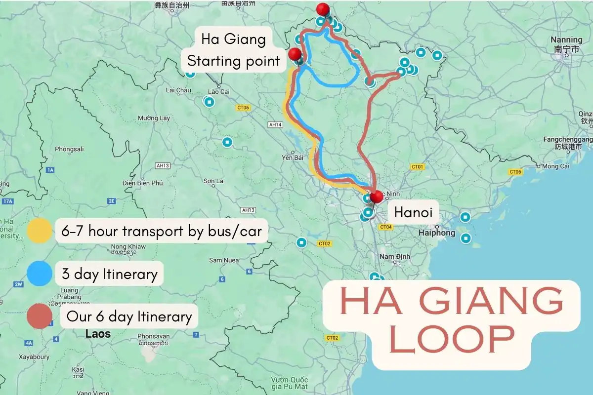Map of Ha Giang loop