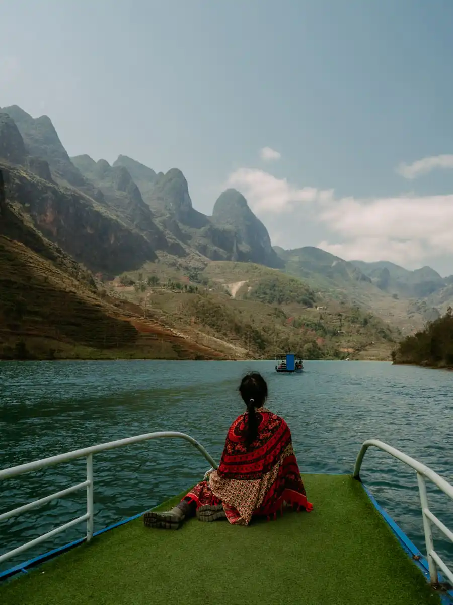 the view after the valley on the river cruise in Ha Giang