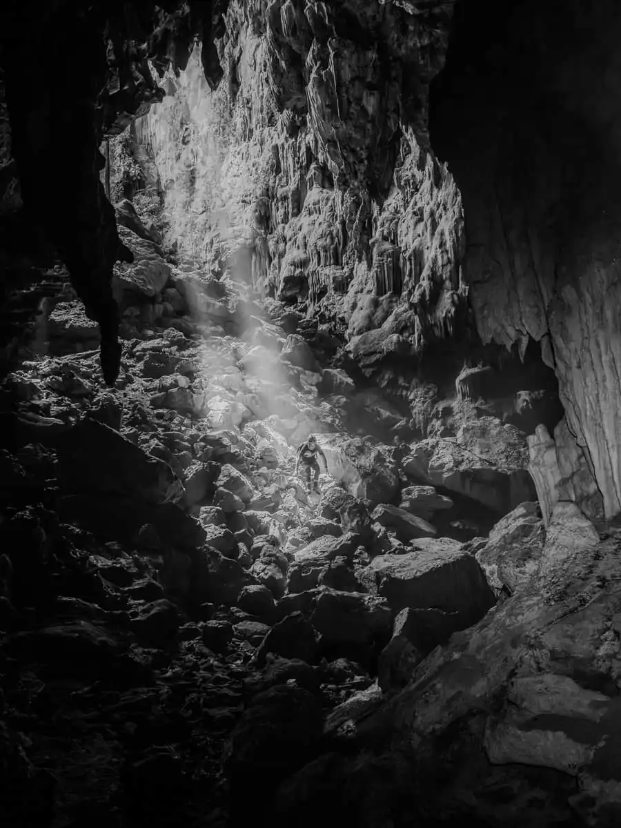 exploring the cave in Vietnam