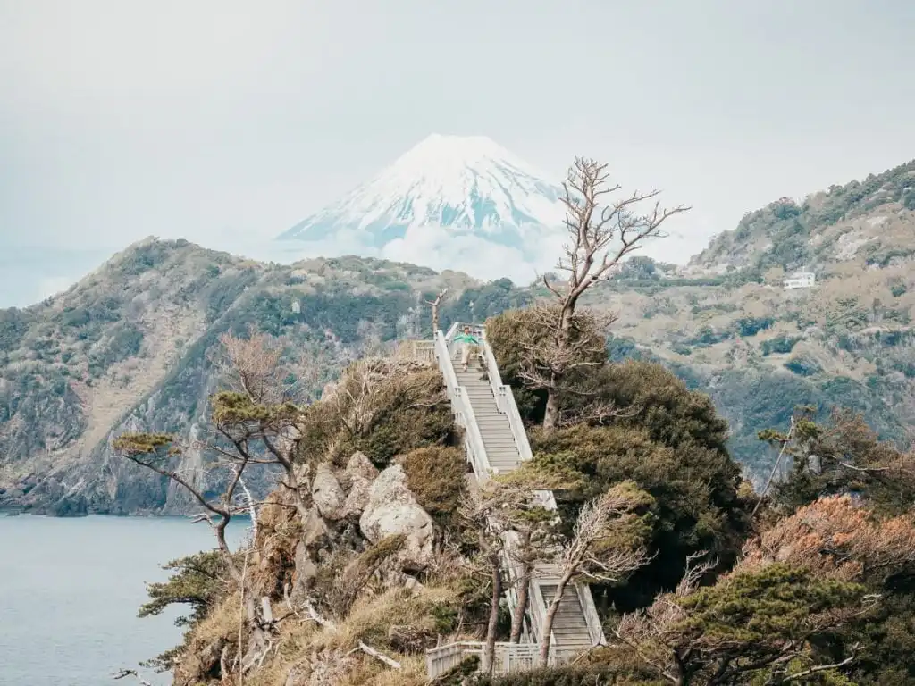 view of mount fuji on the coast of izu peninsula