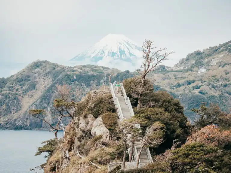 view of mount fuji on the coast of izu peninsula