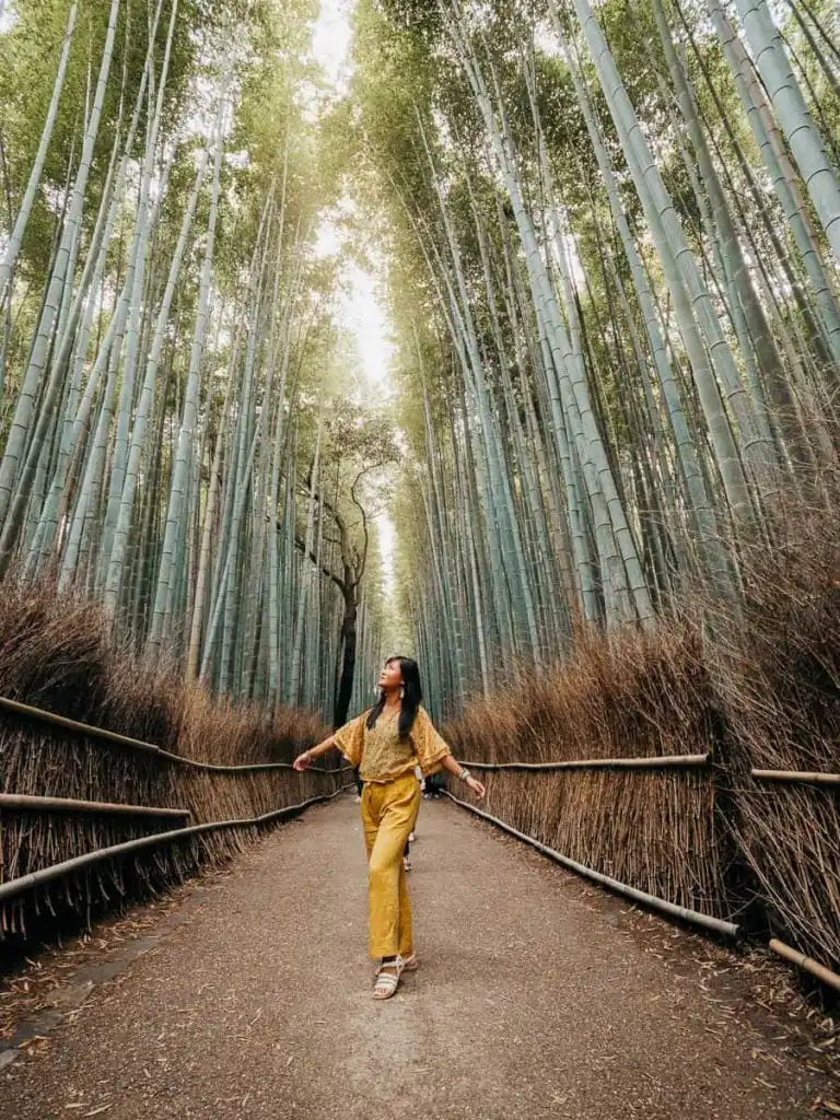 Arashiyama forest in Kyoto woman standing