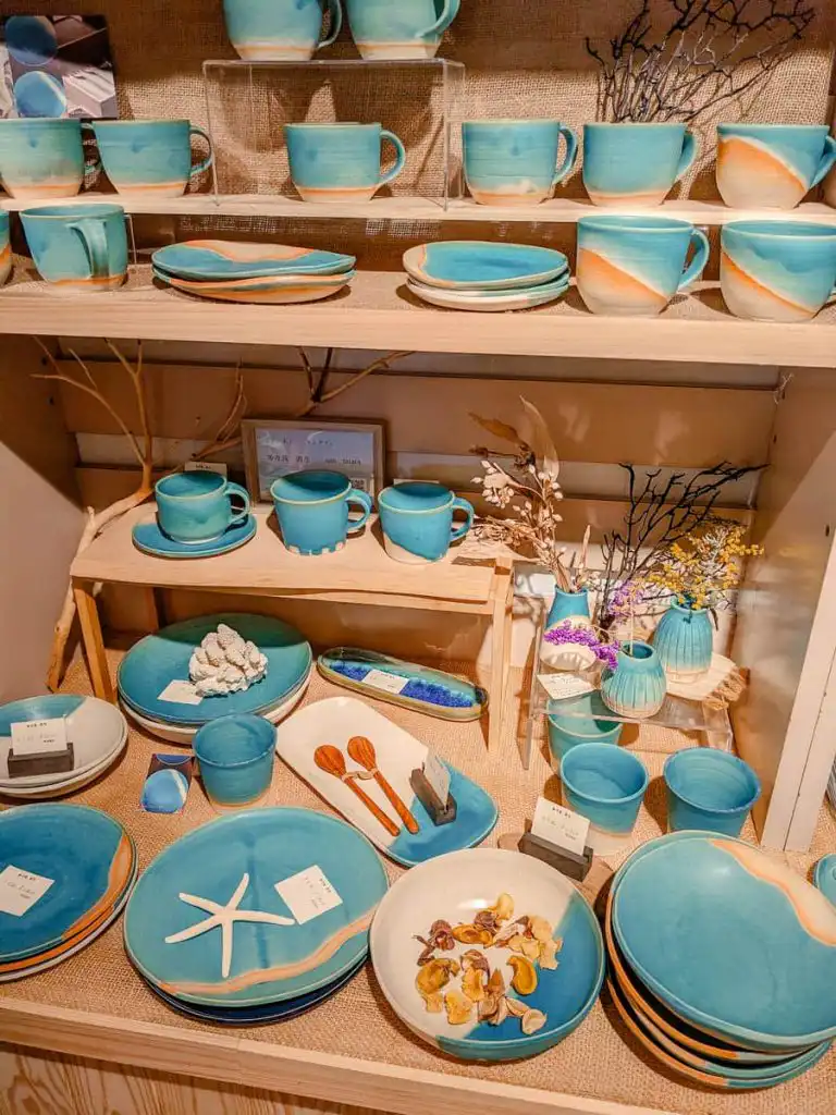 Hand made local plates and dishes in izu peninsula