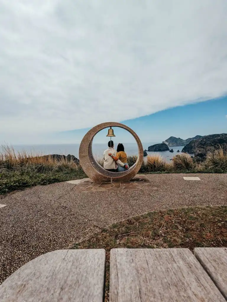 view of the izu peninsula from a circular rock viewpoint