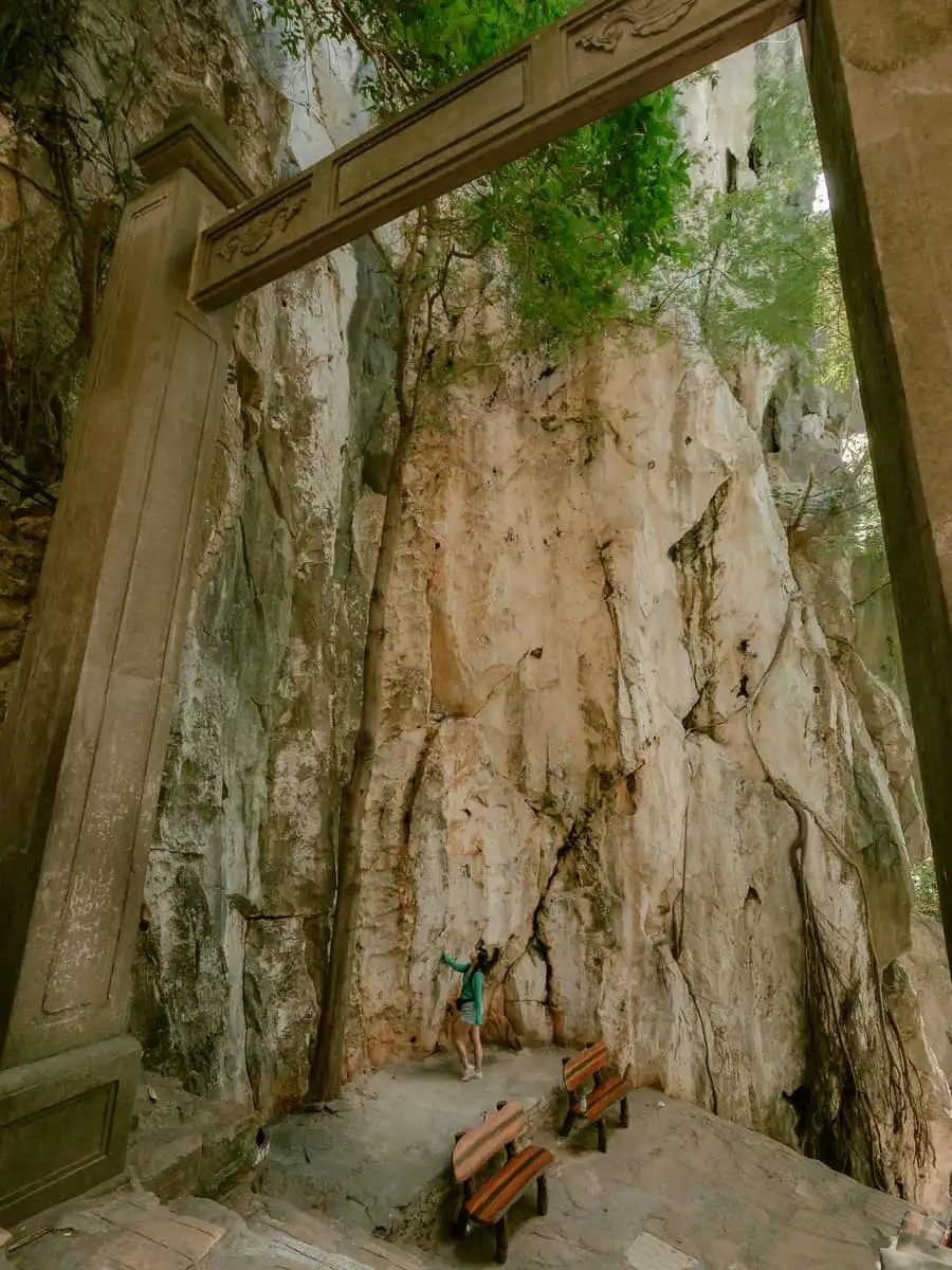 Walking up marble mountain