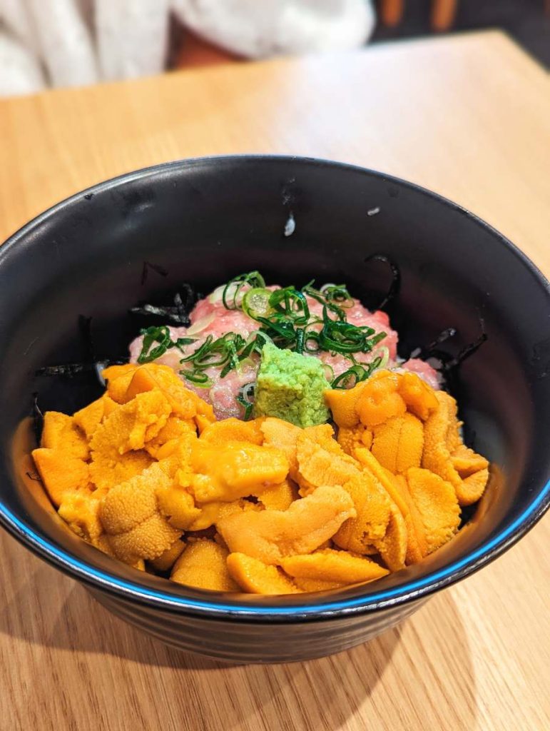 Uni and Toro bowl at Maguro Koya