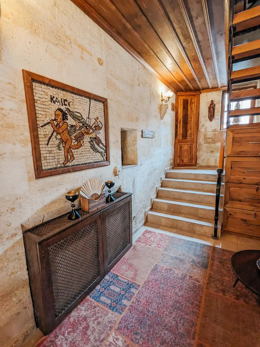 Staircase and carpet at Caftan Cave Suites