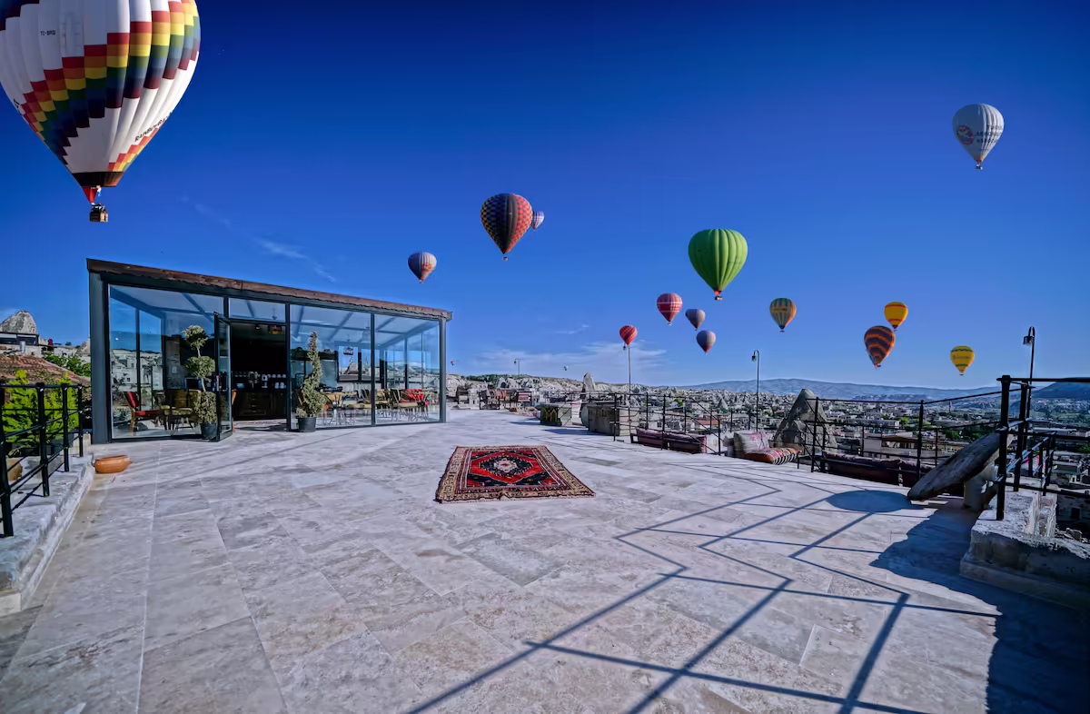 hot air balloon and restaurant at arinna hotel