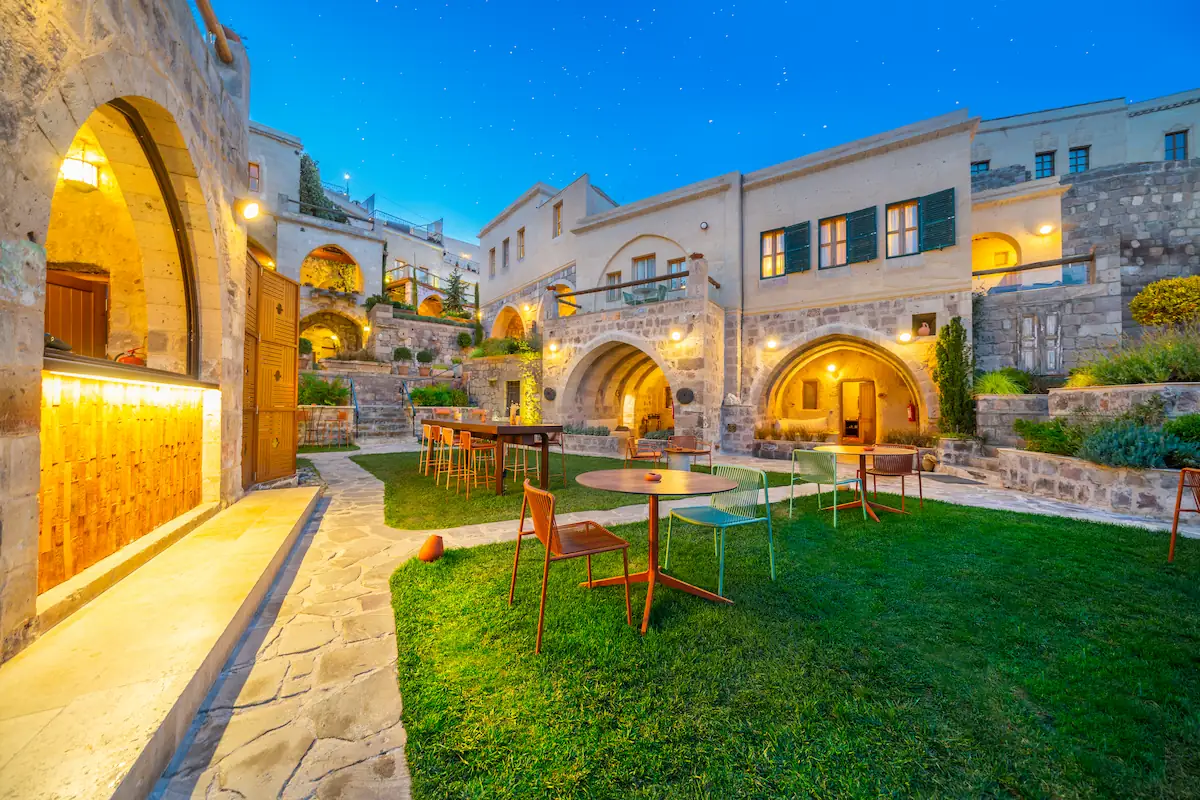 Dining tables in terrace garden