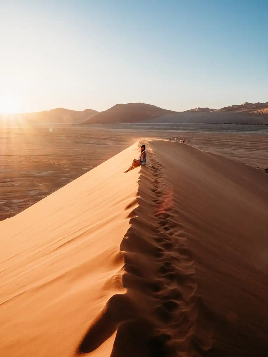 Sitting on dune 45 at sunset