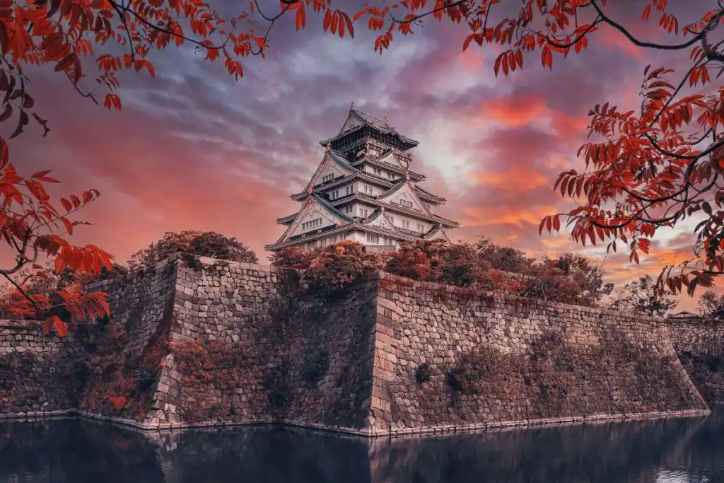 Osaka Castle in the sunset