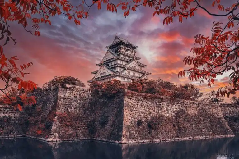 Osaka Castle in the sunset