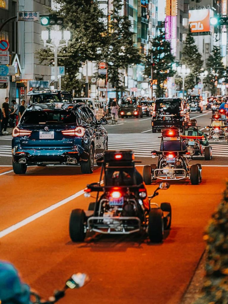 Mario kart racing in Tokyo, one of the unique things to do in Tokyo