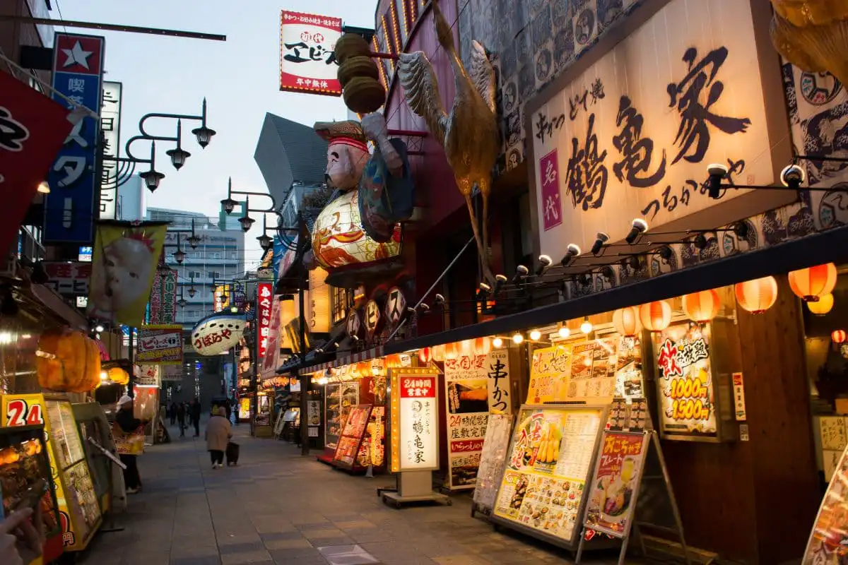 shinsekai street food stalls