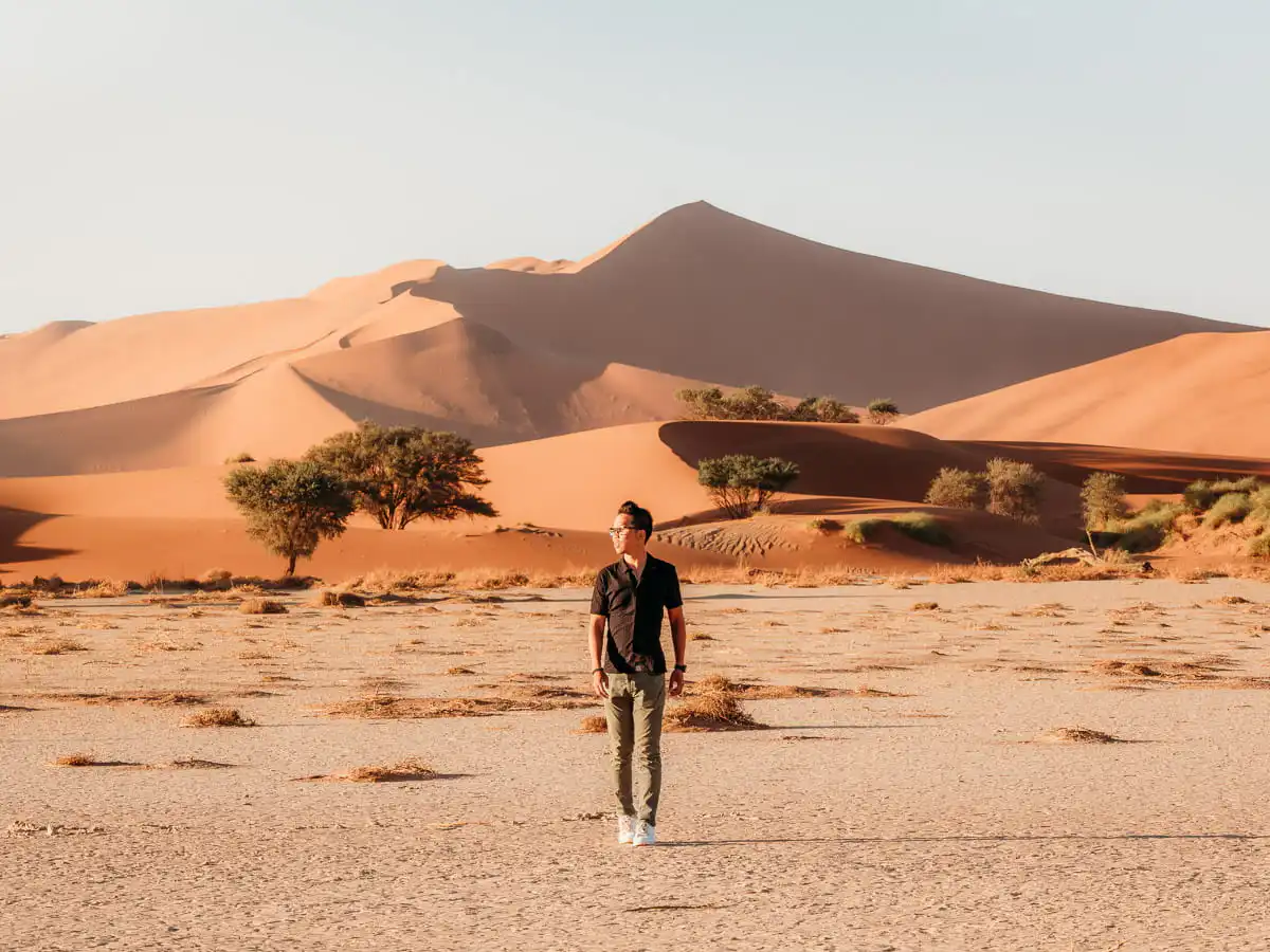 Standing on the clay pan in sossusvlei