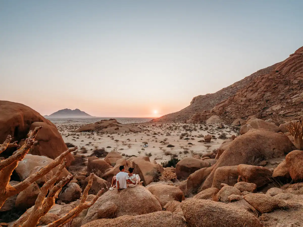 Sunset at Spitzkoppe with the rocks