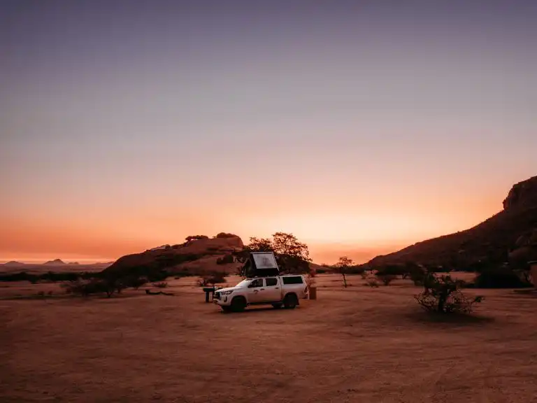sunset at Spitzkoppe with our Namibia SUV