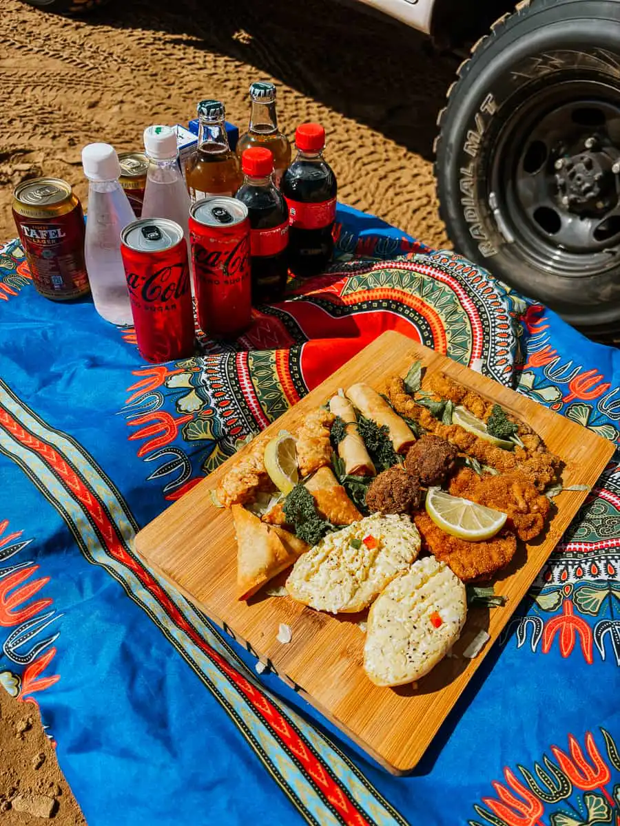 Lunch food during our tour in Sandwich Harbour