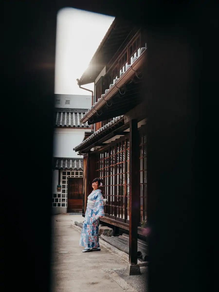 Kimono rental, woman standing in japan