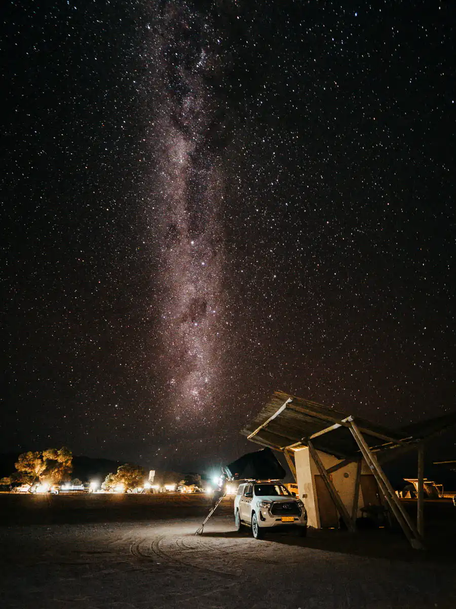 Stars and vehicle at Sossusvlei