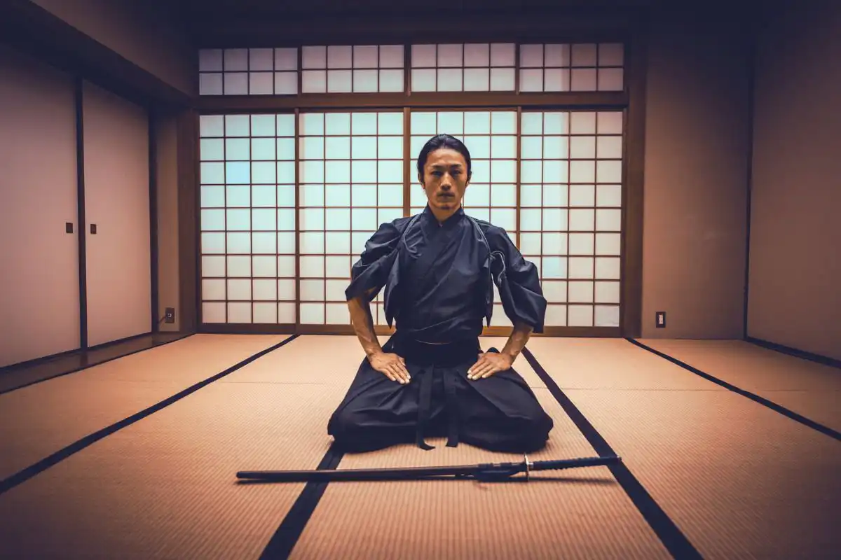 Samurai sitting on Tatami mat