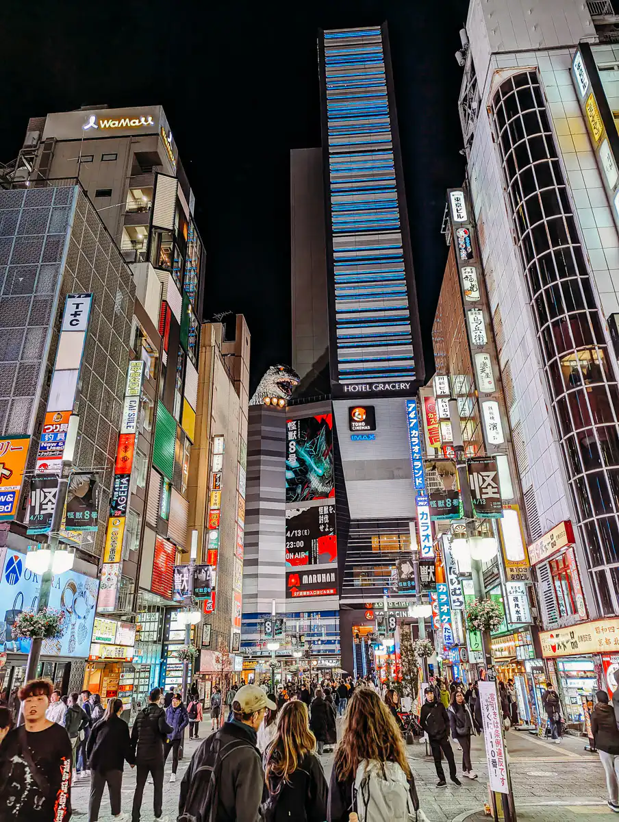 Godzilla head over Shinjuku, one of the best and most unique things to do in Tokyo