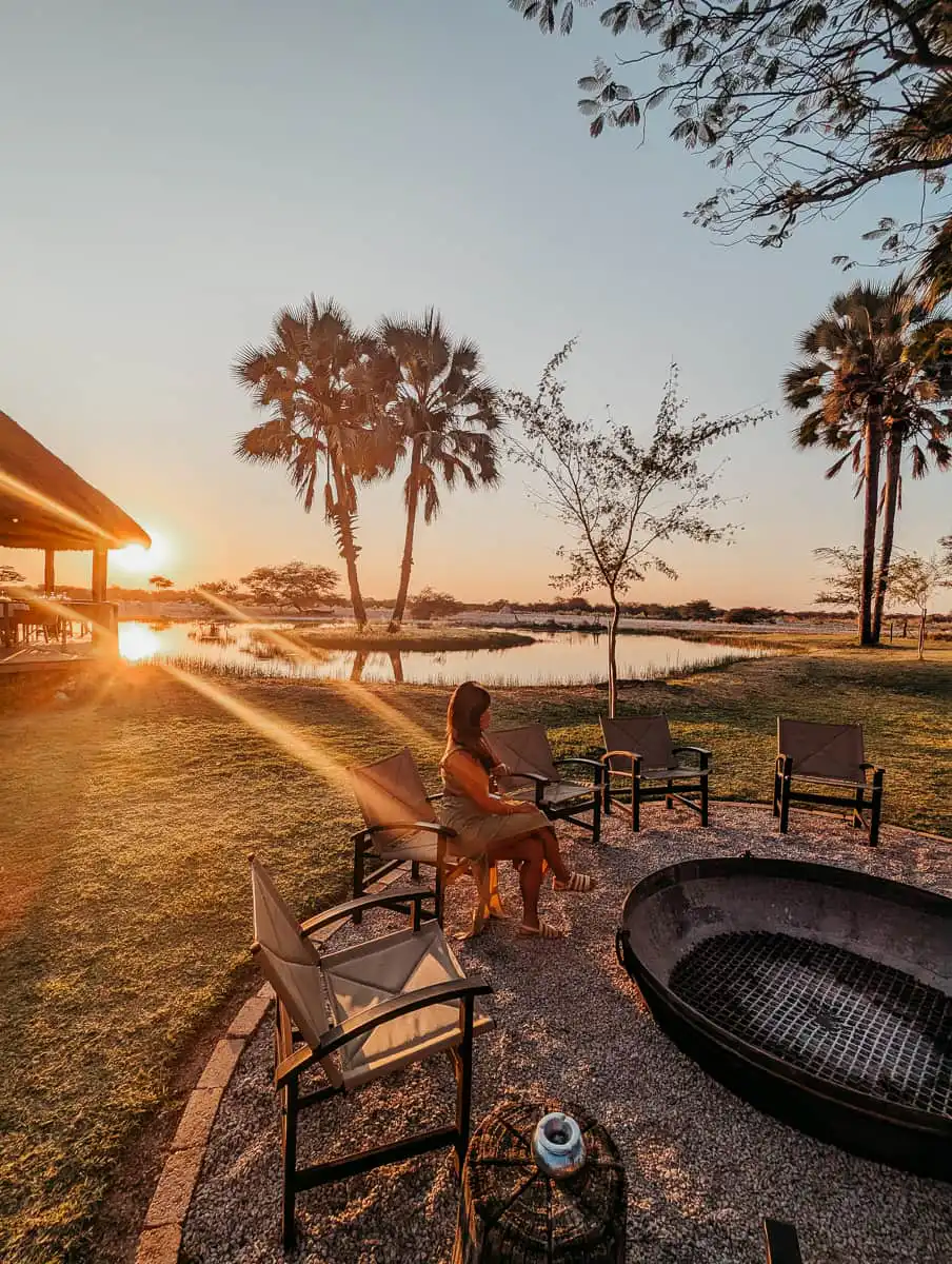 Onguma private game lodge at sunset