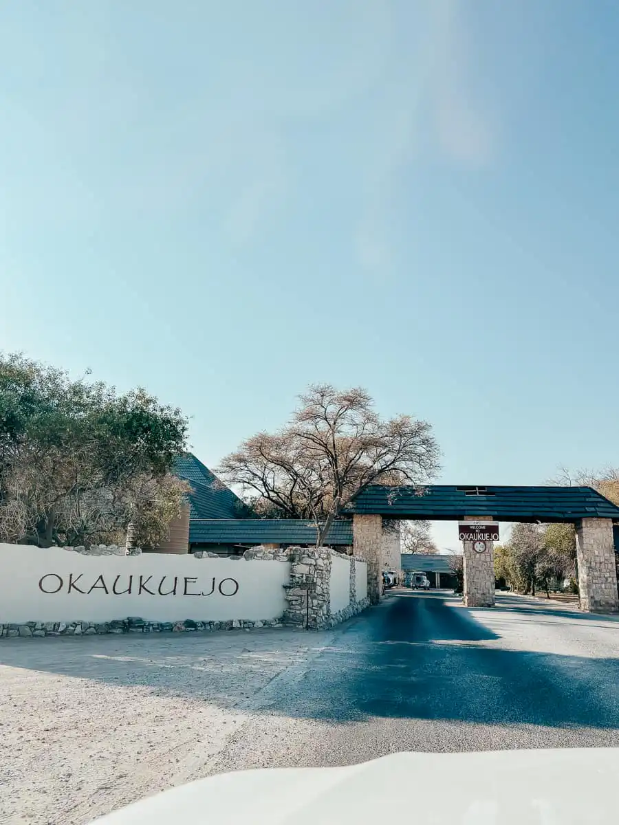 entrance gate to Okaukuejo in Etosha