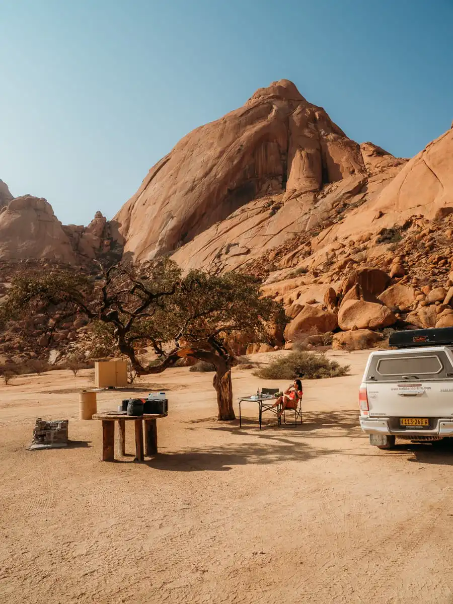 Sitting at the campsite in Spitzkoppe
