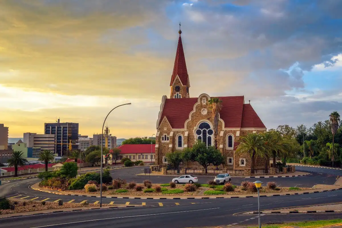 Windhoek building at sunset