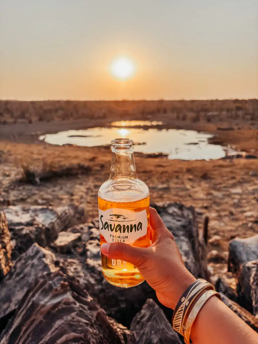 Drink at water hole in Etosha