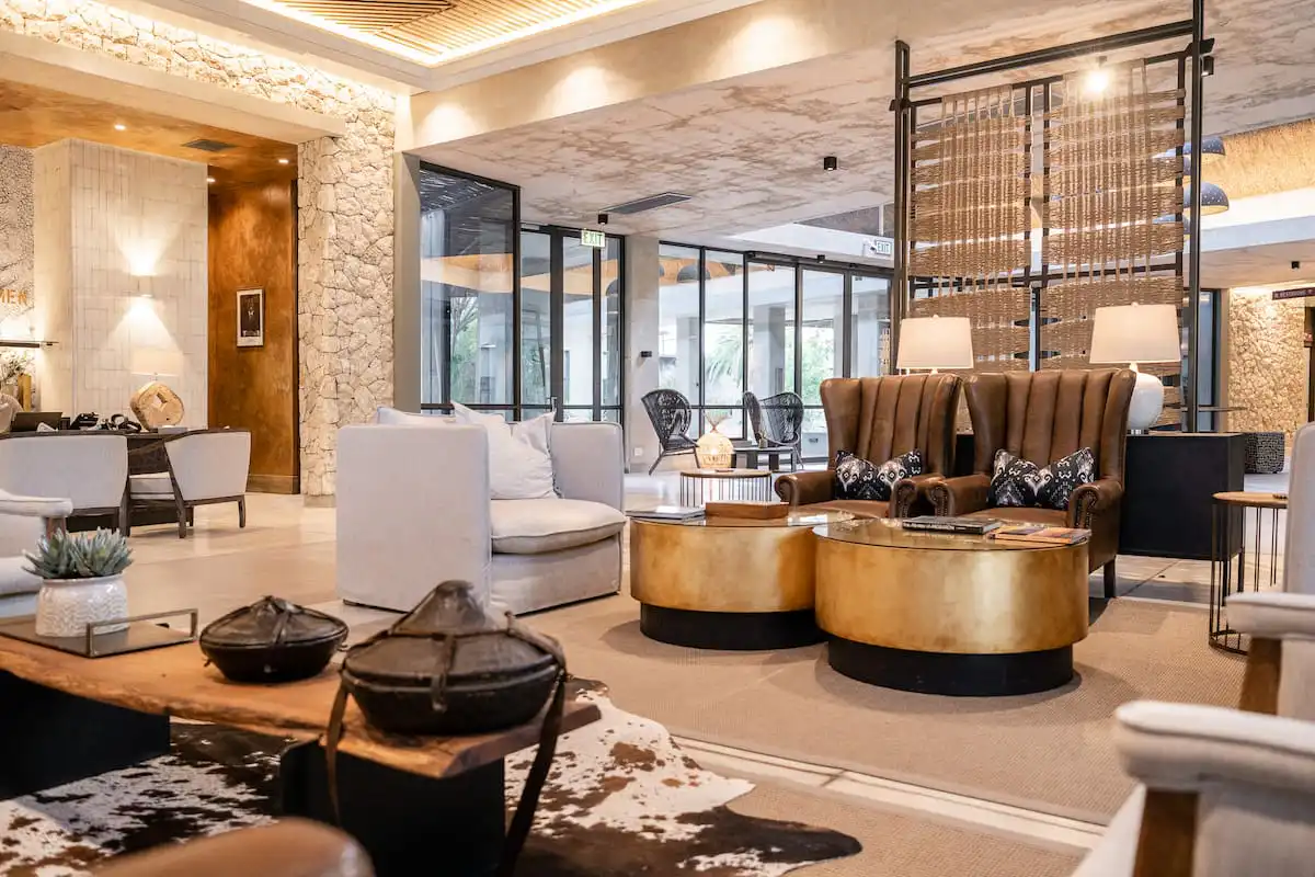 Lounge and sitting area at Mokuti Lodge