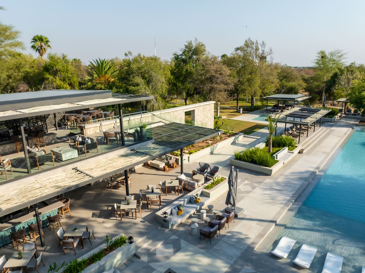 Pool area at Mokuti Lodge, one of the best places for where to stay in Etosha