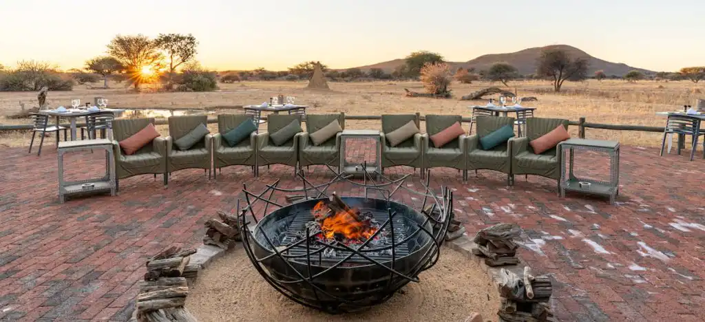 Okonjima Plains camp campfire