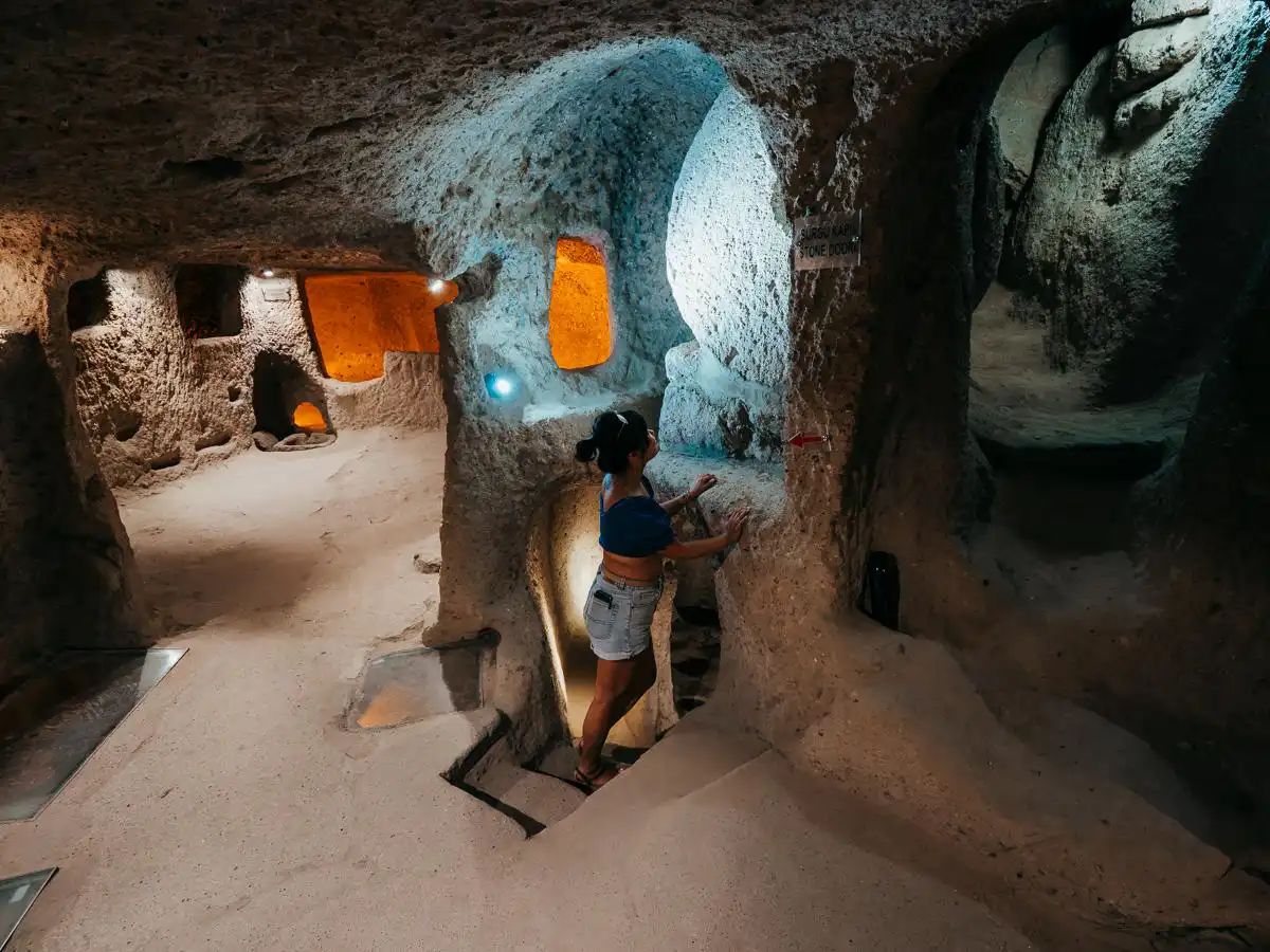 Exploring the underground cities of Cappadocia, one of the best things to do during our 10 day Turkey Itinerary