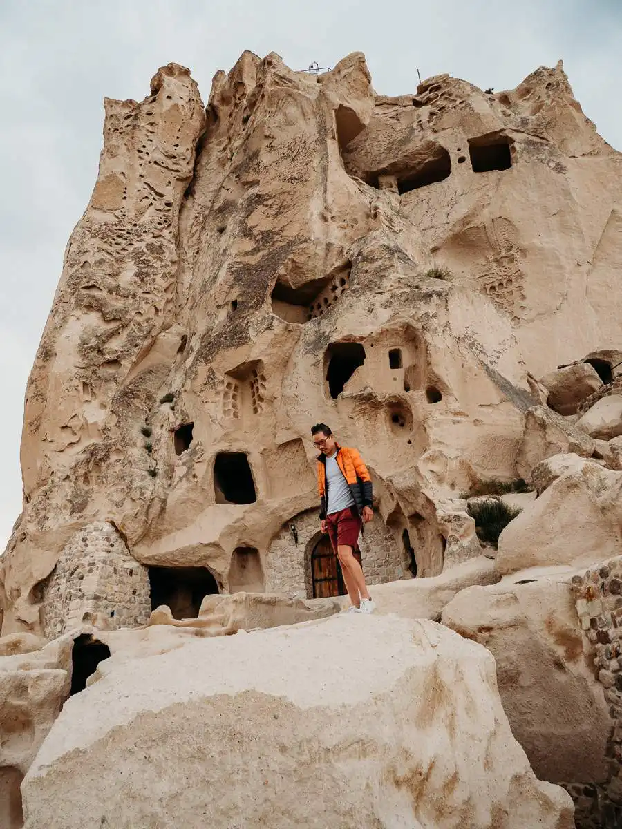 standing in front of uchisar castle