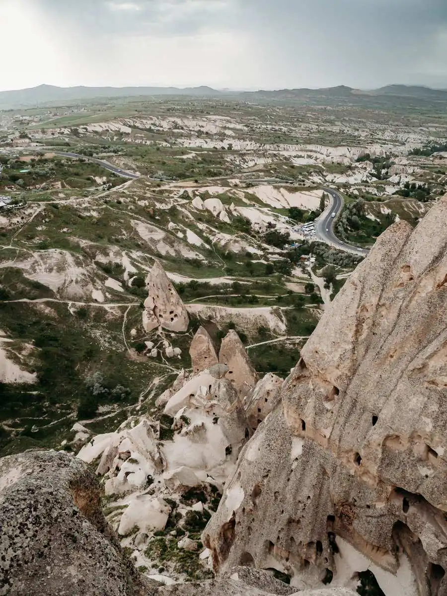 panoramic view from the top of uchisar castle in Cappadocia