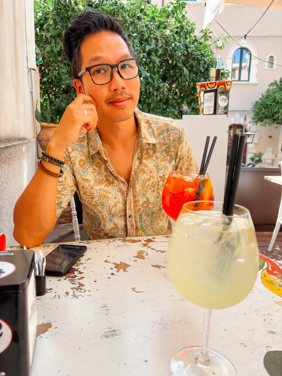 Sipping on Aperol Spritz in Taormina