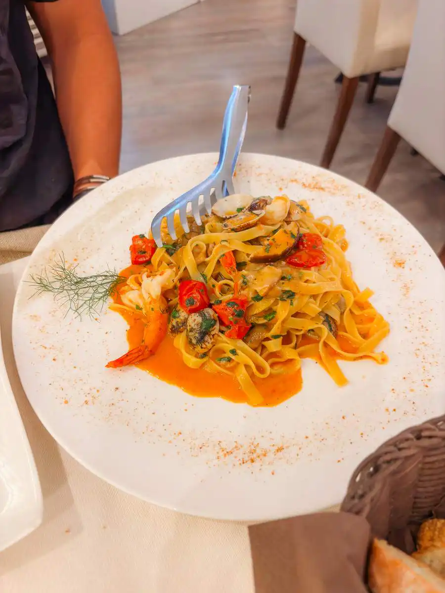 Seafood pasta in Taormina