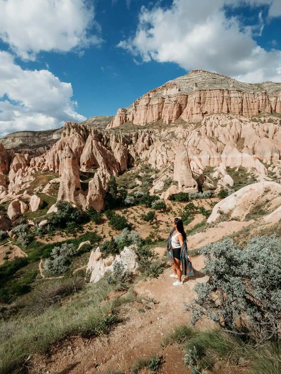 Hiking in Cappadocia in red valley