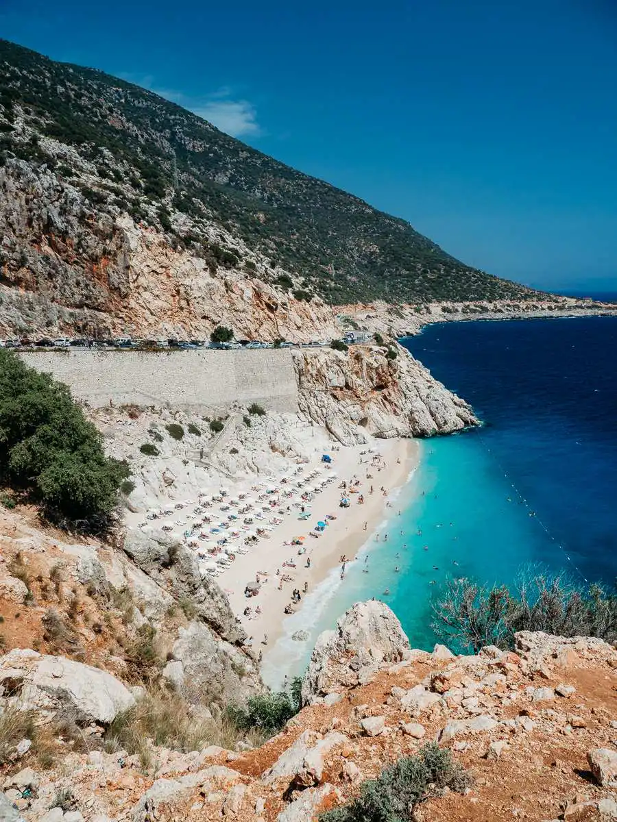 Blue water on coast in kas