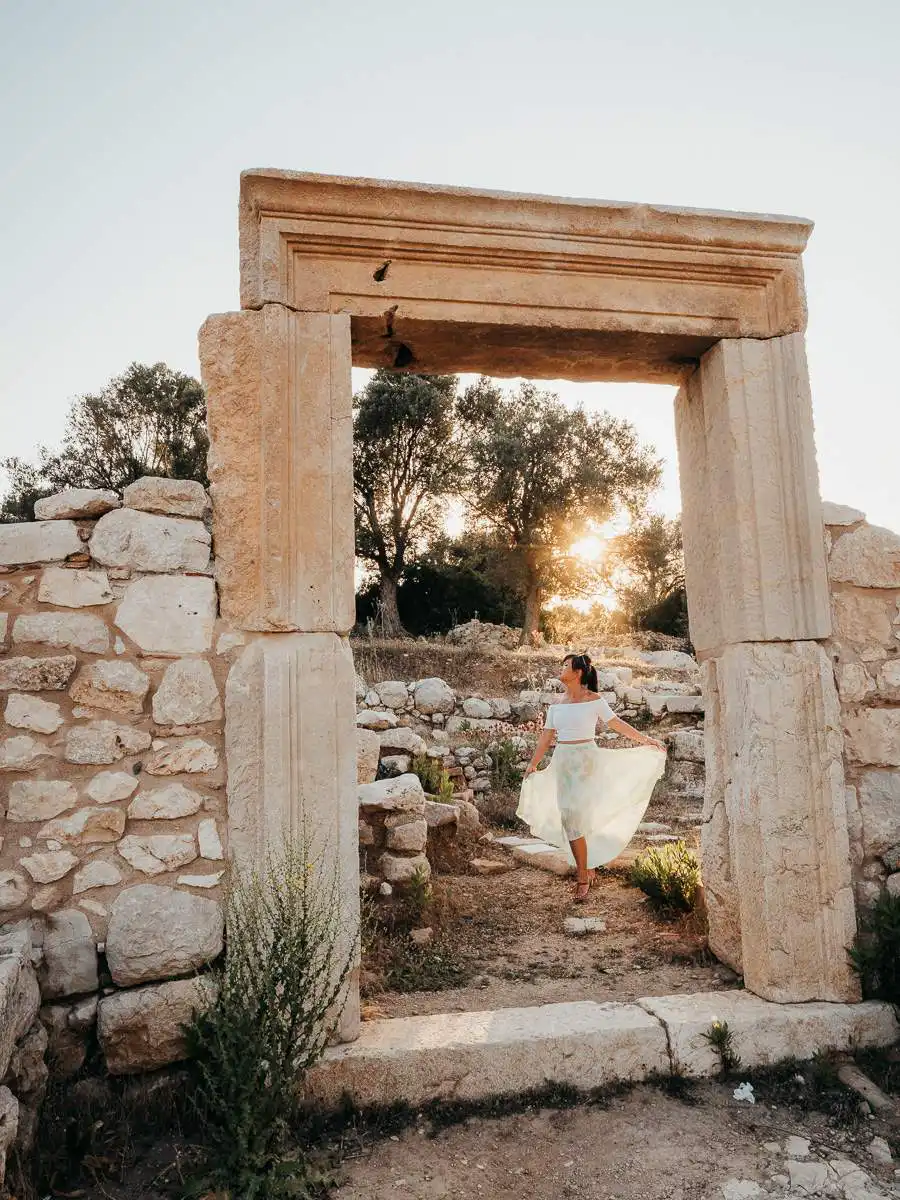 Sunset at doorway in Patara ruins